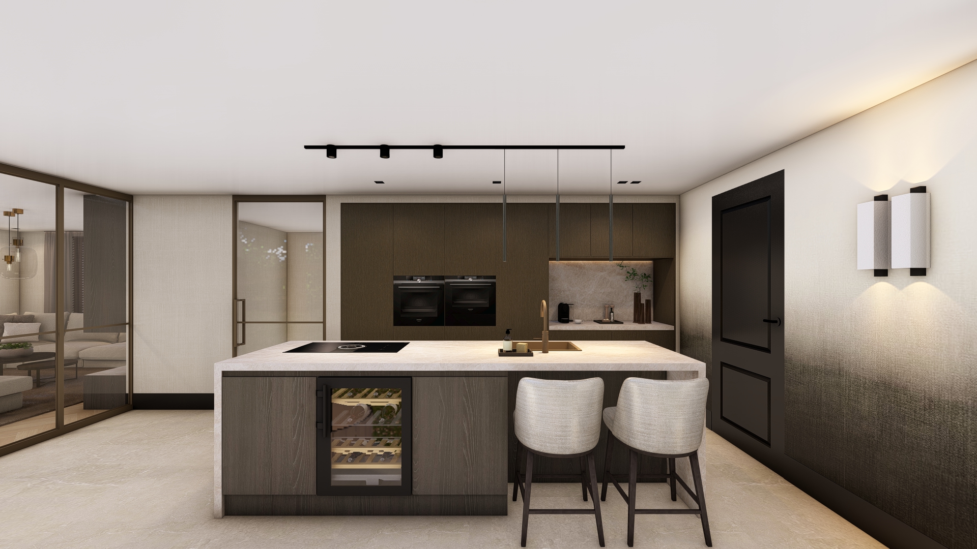 keuken met inbouwovens en koffiehoek, project Enschede Studio Damhuis