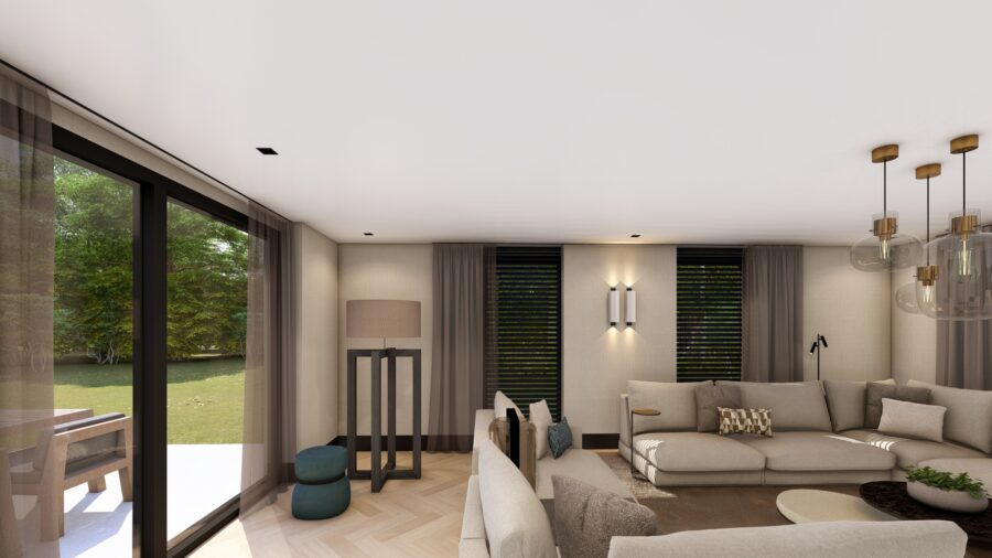3D-ontwerp en indelingsplan voor een nieuwbouwwoning in Enschede