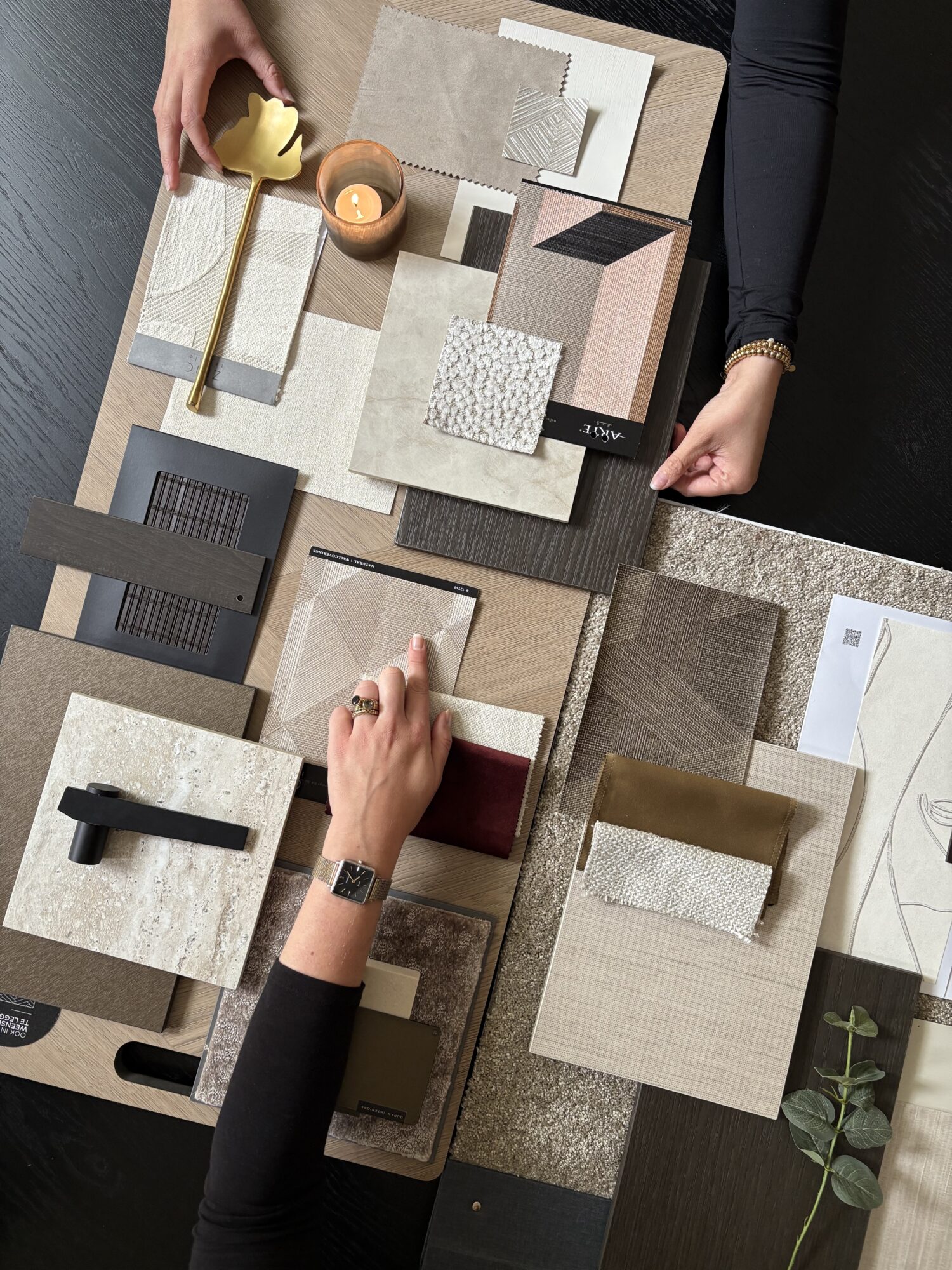 Materialenplan voor interieur door Studio Damhuis