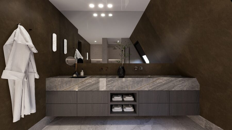 badkamer met schuin dak ontwerp door studio damhuis